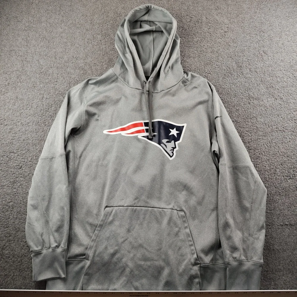 New England Patriots Nike Hoodie Mens XL Grey NFL Football Dri-Fit EUC